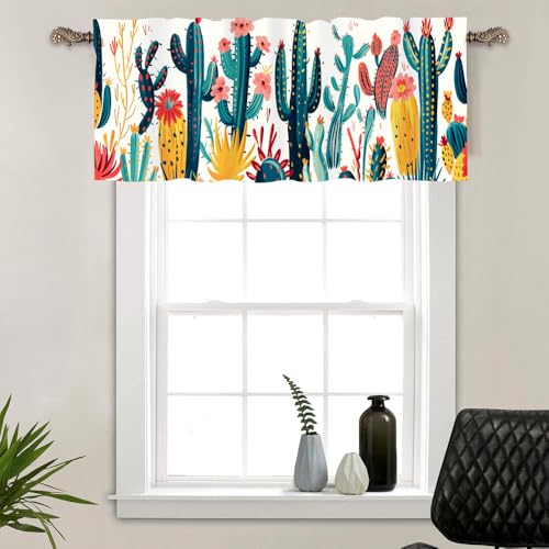 HDESDIS 1 Panel Fantasy Cactus Curtain Valance for Windows, Vintage