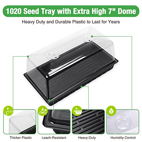 Soligt [Upgraded 1020 Size] Seed Starter Kit With Grow Light And Heat Mat - Strong Seed Starter Tray, 7" Humidity Dome And Grow Light Stand For Seed Starting, Seedling Germinating & Plant Propagating #TOP3