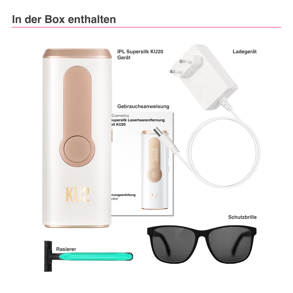 KU2 IPL Supersilk Haarentfernungsgerät für Damen & Herren schmerzfreie Laser Alternative Gesicht Körper dauerhafte Haarreduktion
