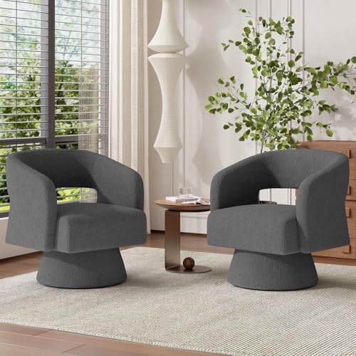 Luxanimarion Swivel Barrel Accent Chair,Oversized Teddy Upholster...