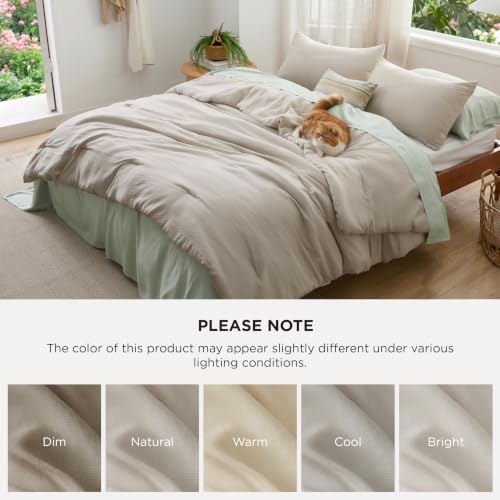 Image of Bedsure King Comforter Set, Muted Linen Soft Prewashed Bedding for All Seasons, 3 Pieces GentleSoft Bed Set, 1 Lightweight Comforter (104 inchx90 inch) and 2 Pillowcases (20 inchx36 inch)