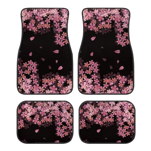 Product Image of the INSTANTATRS Cherry Blossom Car Foot Mats for Women 4 Piece Rubber Anti-Slip Floor Mats Universal Car Front and Rear Foot Mats Auto Accessories