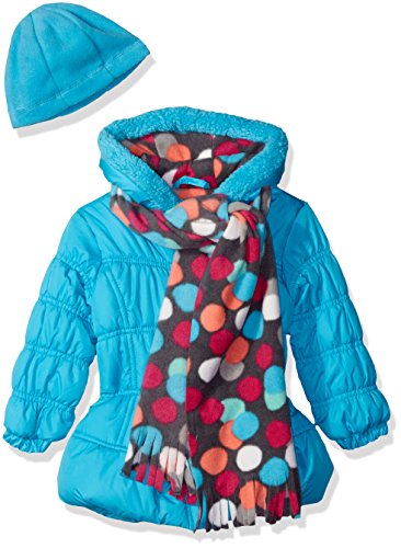 Pink Platinum Girls' Puffer Jacket with Multi Dots Lining and Accessories