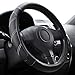 Elantrip Sport Leather Steering Wheel Cover 14 1/2 inch to 15 inch Universal, Padded Soft Grip Breathable for Car Truck SUV Jeep, Anti Slip Odorless Black