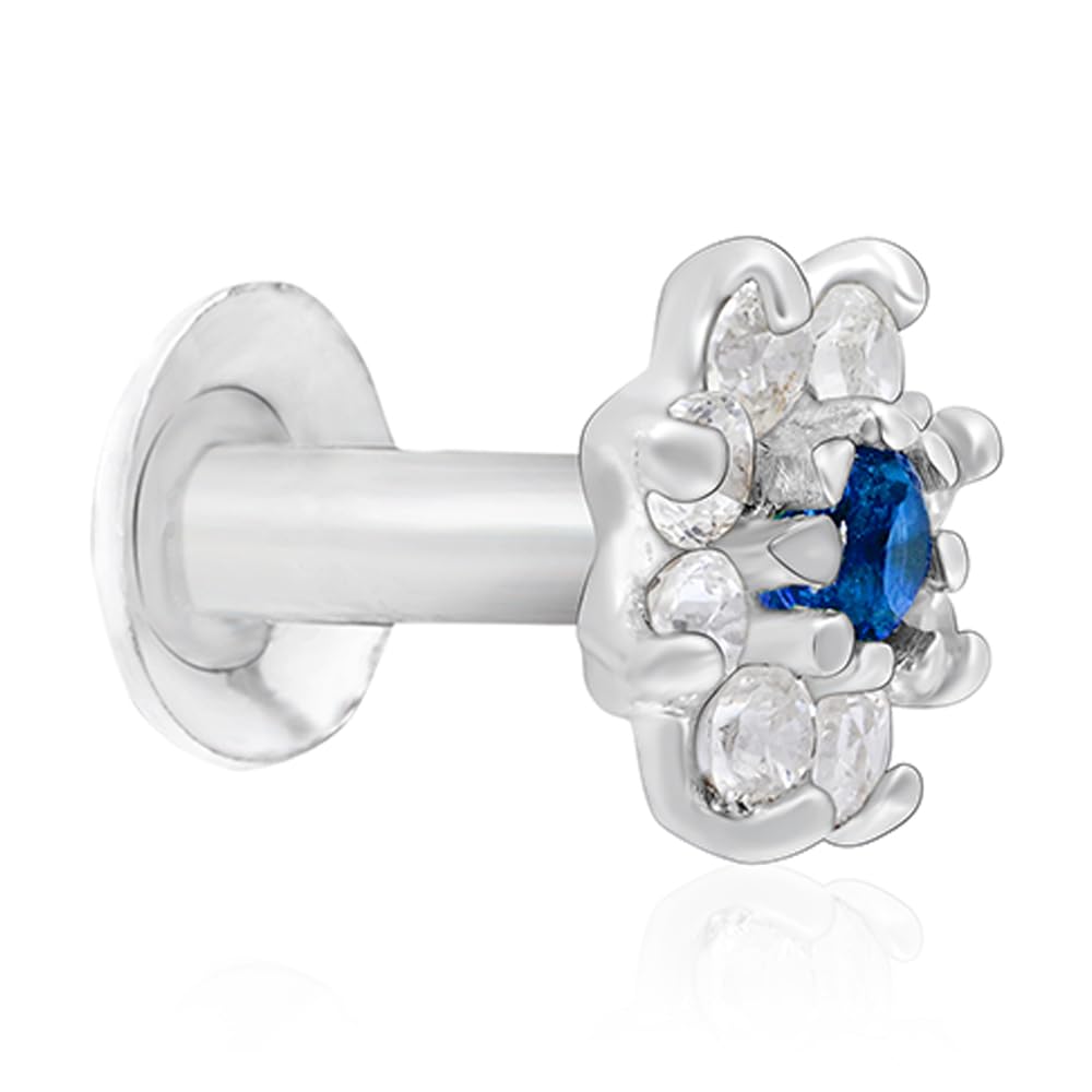 925 Sterling Silver Cubic Zirconia Floral Bloom Nose Pin | Cluster Design Silver Nose Pin with Screw Back Closure | Gifts for Women and Girls | With Certificate of Authenticity-image-49