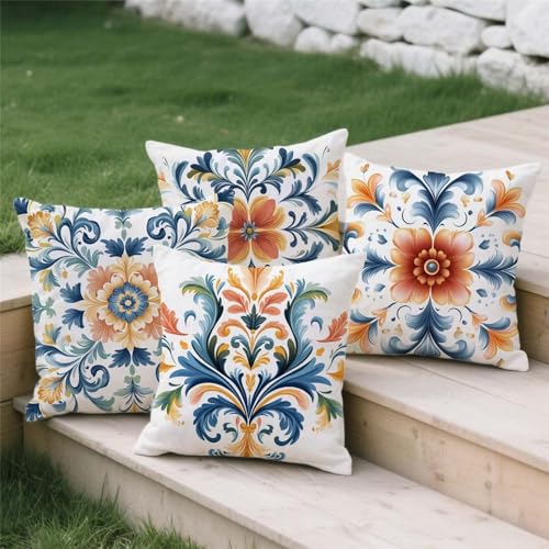 Housse de coussin 80x80cm fleurs avec fermeture eclair invisible pour bannir l'inconfort - 4