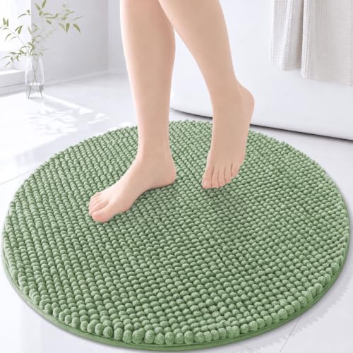 Image of Arotive Chenille Bathroom Rugs Round 30x30, Ultra Soft Absorbent Bath Rugs