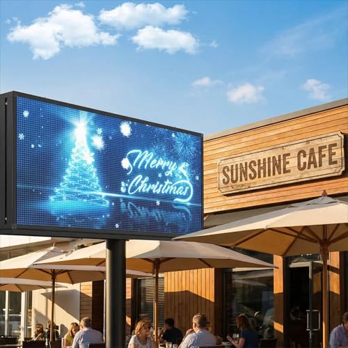 Image of P5 Outdoor 65 inchx34 inch LED Sign Programmable Digital Board -High-Res Scrolling Display, USB and WiFi Control, Custom Images & Video for Business