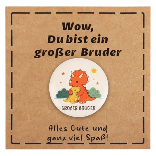 TUZELIYA Geschenk für Großer Bruder - Anstecker Großer Bruder Dinosaurier mit Sicherheitsnadel Grußkarten - Schwangerschaft Ankündigen Geschenk zur Geburt - Weihnachtsgeschenke für Geschwister