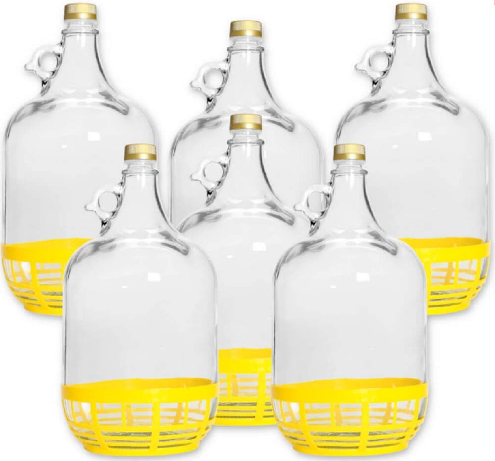 lilawelt24 6 STÜCK 5L GLASBALLON mit Kunststoffkorb Weinballon GÄRBALLON GLASFLASCHE