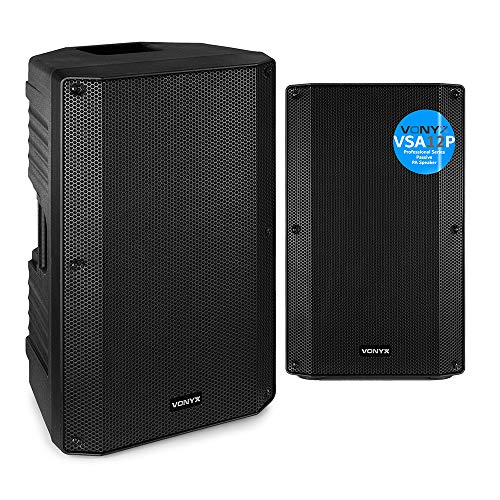 Vonyx VSA12P Passive PA Speaker Set - Pair of 12 Inch 1600W Unpowered Loudspeakers with Angled Stage Monitor Design, ABS Housing and NL-4 Connections for Live Music, DJs & Events