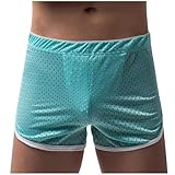 Mens Mesh Booty Shorts Quick Dry Breathable Running Shorts Casual Hollow Out Beach Shorts 2025 Summer Fashion Light Blue