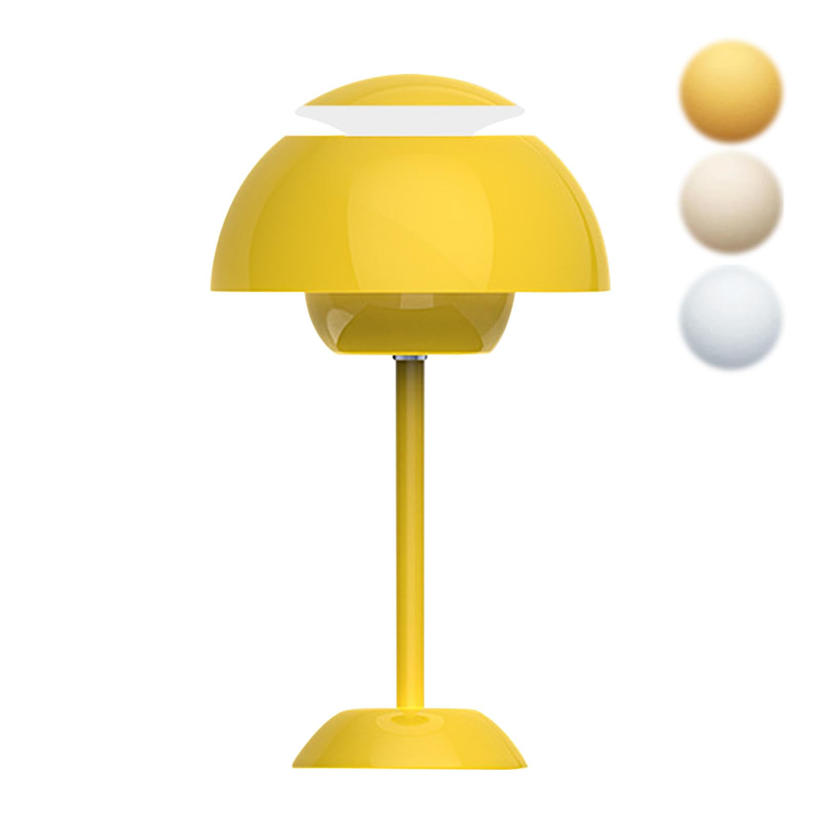 LUPATDY Lámpara de seta, lámpara de mesa sin cables, 3000 K-6000 K, lámpara de mesa LED de seta, táctil, regulable, batería, lámpara de mesa para dormitorio, oficina, bares, restaurantes (amarillo