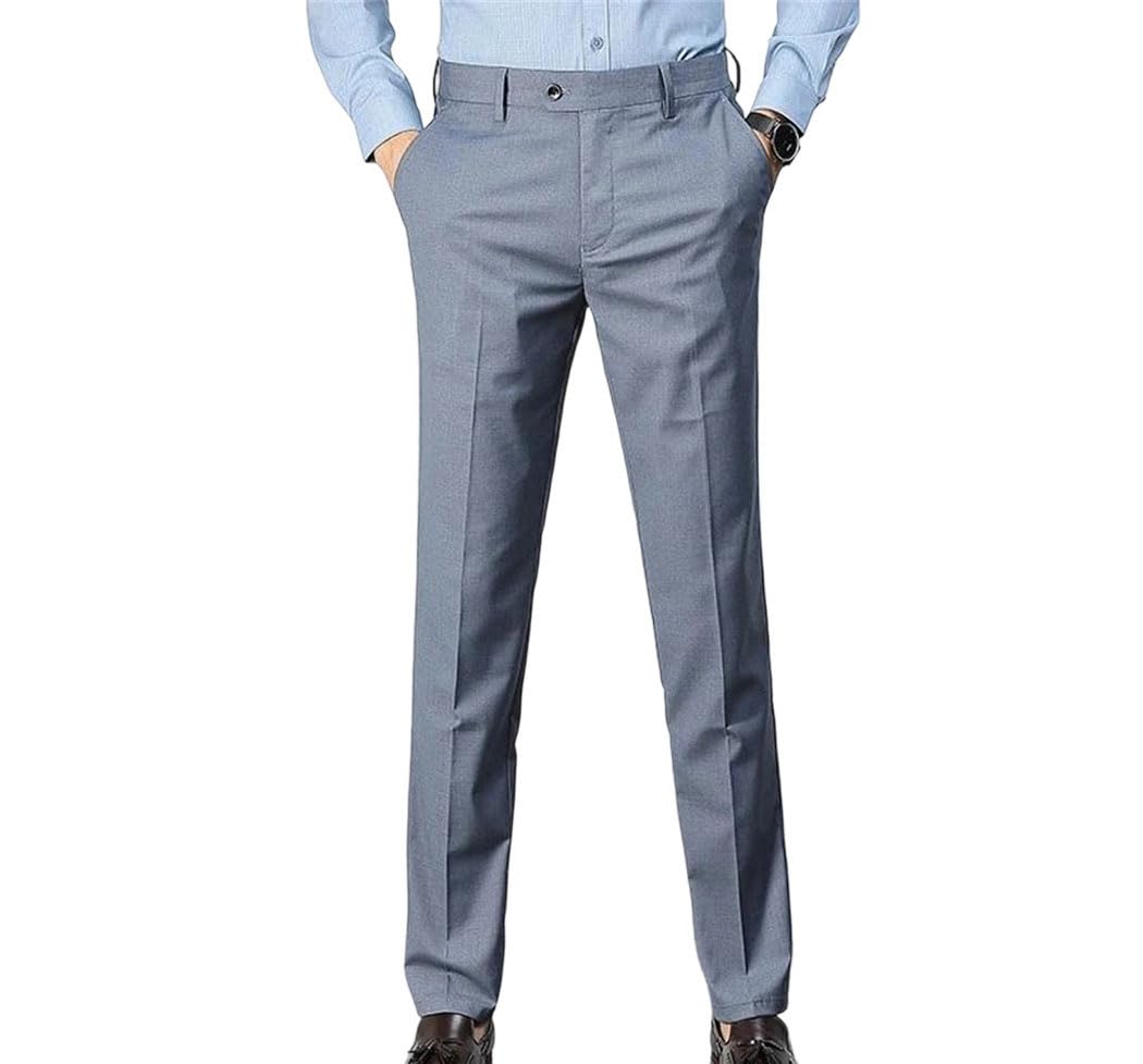 Mens Straight Suit Pants Wrinkle Resistant Business Work Office Dress Trousers