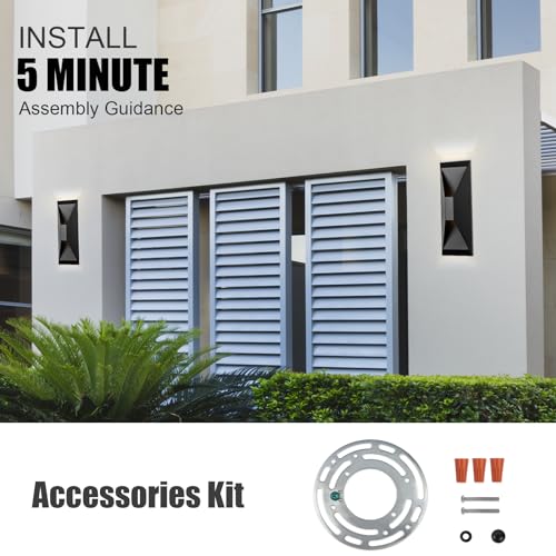 Image of Modern Outdoor Wall Light 2 Packs, LED Up Down Wall Light