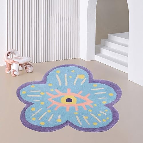 Tapis de bain bleu œil bohème 80 cm, solution sol sec et propre - 3