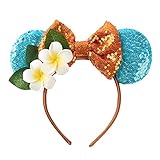 Nuolich Mouse Ears Bow Headband for Princess Party Costume Glitter Hair Accessories for Women