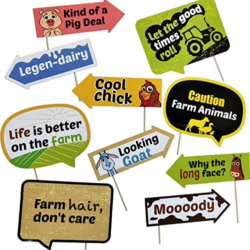 Funny Farm Animals Photo Booth Props - Farm Animals Barnyard Themed Party Decorations For Baby Shower Or Birthday Party - Funny Photography Supplies - Selfie Props With Sticks - 10Pcs #TOP10