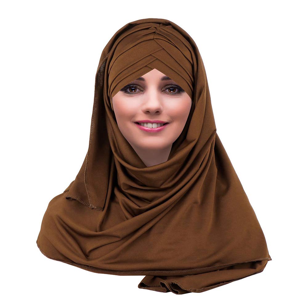 Yofasen Women's Coffee Slouchy Muslim Hat - Islamic Scarfs Beautiful Hijab Beanie Cap Shawl Headscarf, One Size