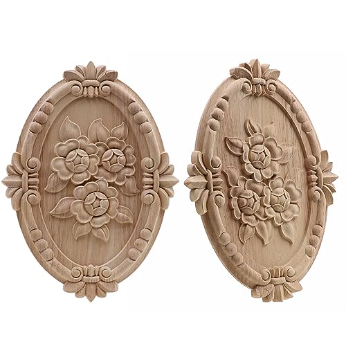MENAYODA 2 Stücke Holz Geschnitzte, Holz Ornament, Rose Holz Geschnitzter Aufkleber für Möbel, Möbel Appliques Schnitzerei Ornament, für Die Inneneinrichtung (2 Stücke) MENAYODA 2 Stücke Holz Geschnitzte, Holz Ornament, Rose Holz Geschnitzter Aufkleber für Möbel, Möbel Appliques Schnitzerei Ornament, für Die Inneneinrichtung (2 Stücke)