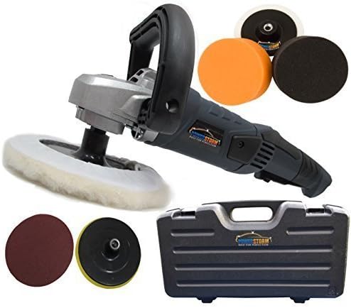 PowerStorm® Car Polisher Sander Buffer with Carry Case Plus 6 Car Polisher Heads Gold Pack B