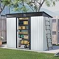 8x6 ft Outdoor Metal Storage Shed with Floor Floor, Galvanized Steel Tool Shed with Lockable Sliding Door, Transparent Plate and Air Vent, Waterproof Garden Storage House for Backyard, Patio