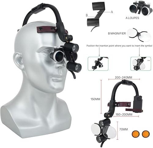Miniatura 3 de Faro dental de 5 W, luz de cabeza LED para aumento de 2.5X, lupas binoculares, dentista, lámpara de cabeza quirúrgica, equipo de laboratorio