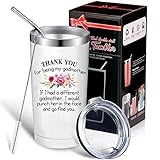 Funny Godmother Gift, Thank You for Being My Godmother Personalized Mother's Day Gift for Godmother Mother, 20 oz Insulated Vacuum Mug Tumbler with Lid Straw Brush