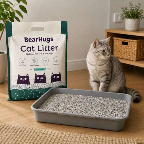 Image of BearHugs Bentonite Cat Litter - Unscented Perfect for Cat (Pack of 1, 5 KG)