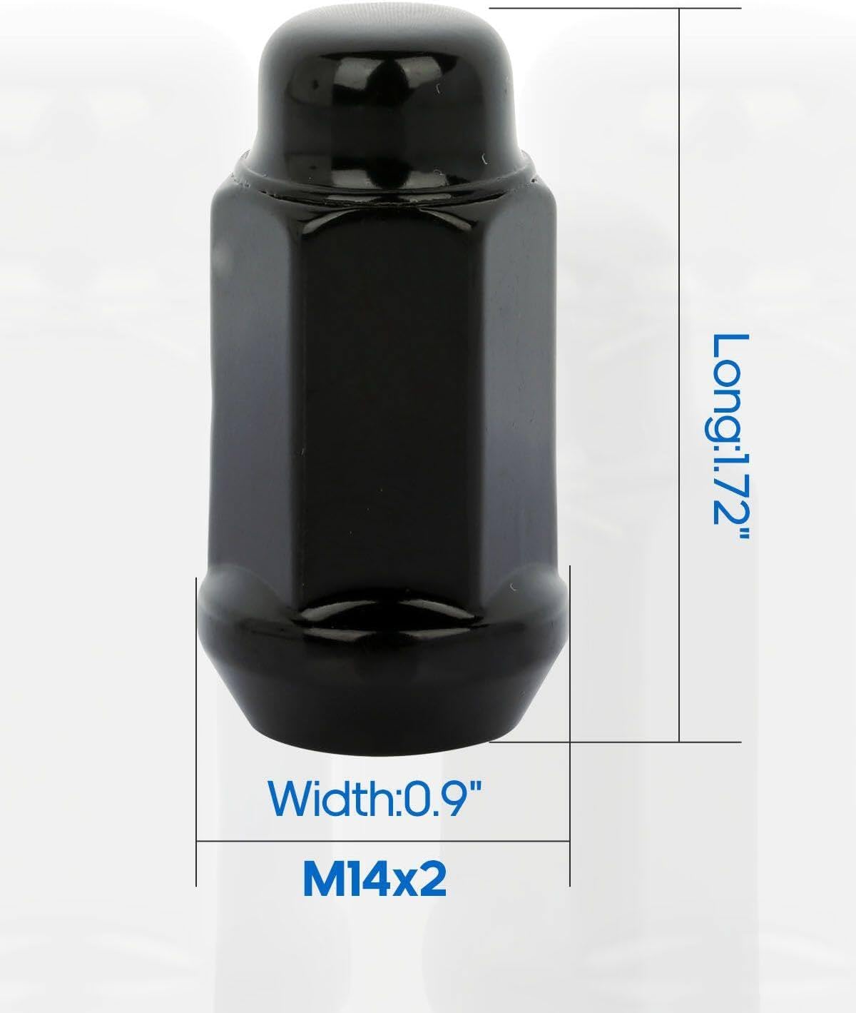 ECCPP M14x2.0 Wheel Lug Nuts 24 Pieces 14x2 thread size Gloss Black Long Bulge Acorn Drive 3/4 Lug Nuts for 2003-2014 for Expedition 2005-2014 for Ford F-150 2003-2014 for Lincoln Navigator