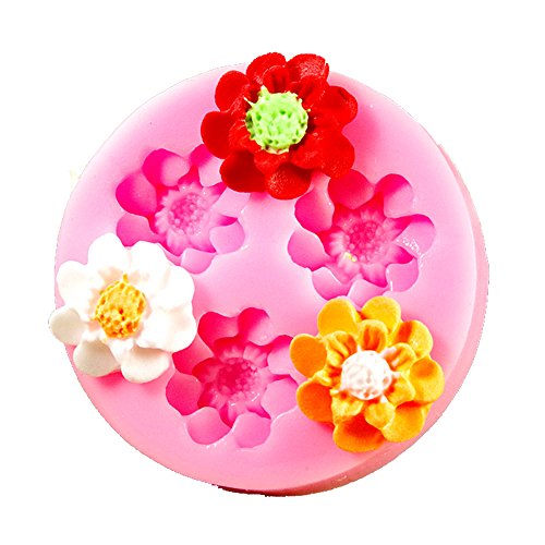 Longzang F0150 Flower Fondant Silicone Sugar Craft Mold, Mini, Pink