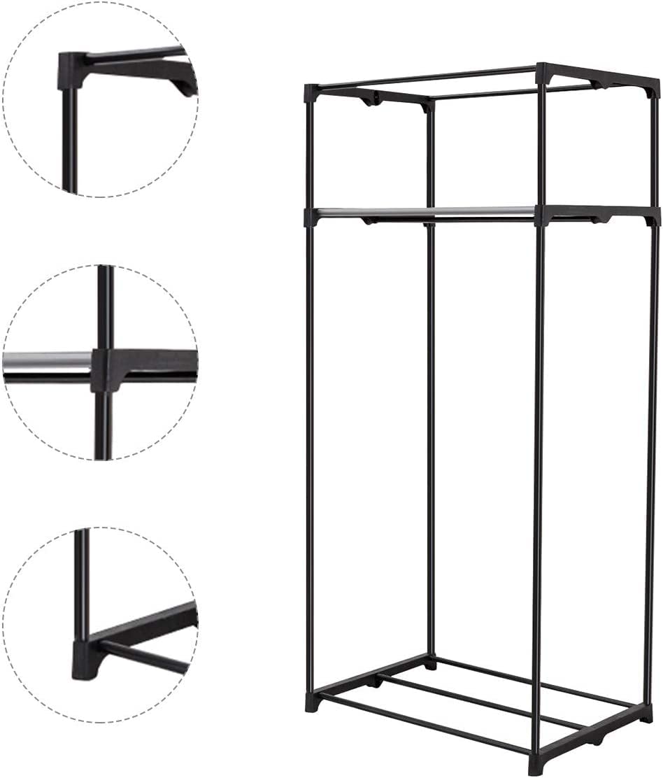 RELAX4LIFE Armoire de Rangement en Tissu Non-tissé avec Structure Métallique, Penderie de Vêtement Pliable avec Grand Espace de Stockage pour Chambre, Vestiaire,75 X 50 X 170 CM (Noir)