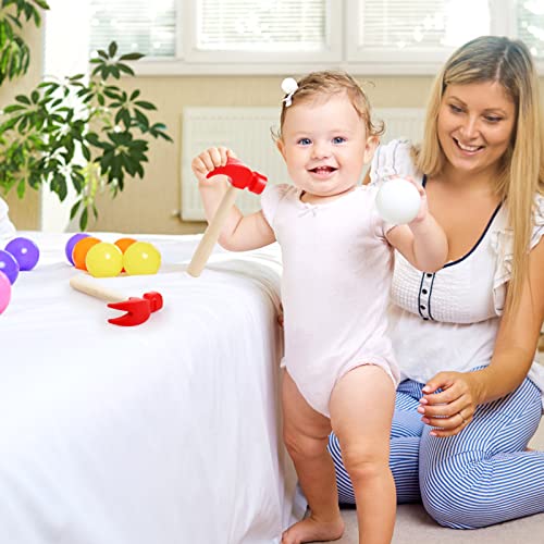 Image of Hxezoc 2 Pack Wooden Hammer Toys Simulation Hammers Maintenance Tools Educational Toys for Kids Birthday Party Games Supplies