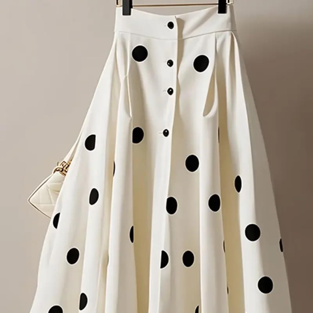 Faldas De Tubo Mujer Falda Blanca para Mujer Jupe De Cintura Alta Jupe Vintage De Gran Swing Falda Suelta Y Dulce
