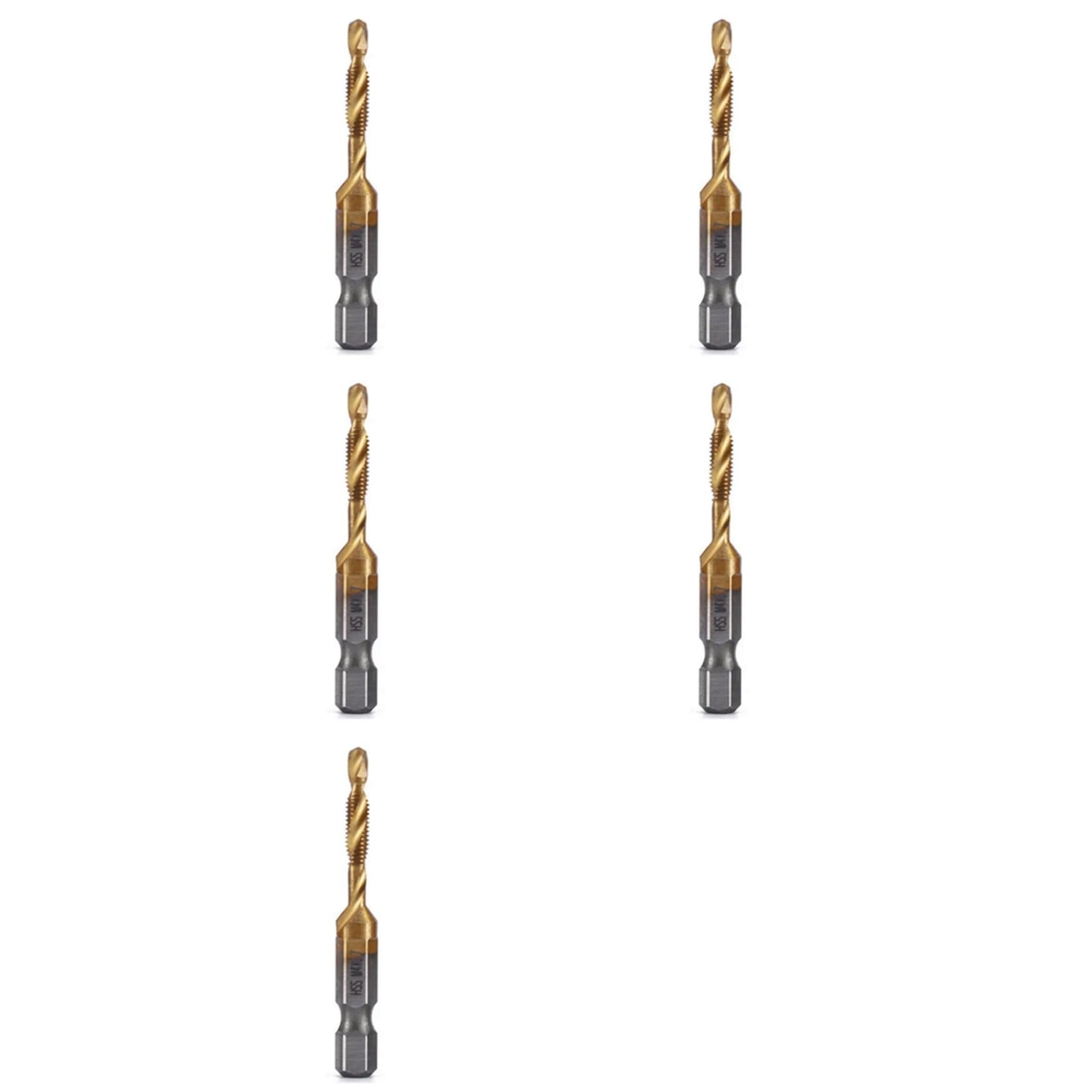 Jnchdghwa As Shown 5Pcs M4x0.7mm Hex Shank Titanium Plated Hss Thread Metric Tap Drill Bits Machine Compound Tap Open