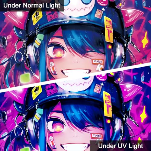 WEBEEDY Blacklight Fluorescent Anime Tapestry Cartoons Wall Hanging UV Reactive Tapestry Neon Cartoons Blacklight Poster for Bedroom Living Room Gamer Room, Gift for Anime Fans, 150x130cm - Image 3