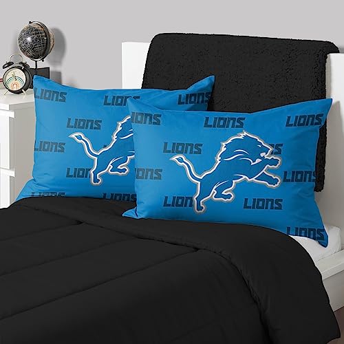 FOCO Detroit Lions NFL Team Color Big Logo Standard 2 Pack Pillowcases