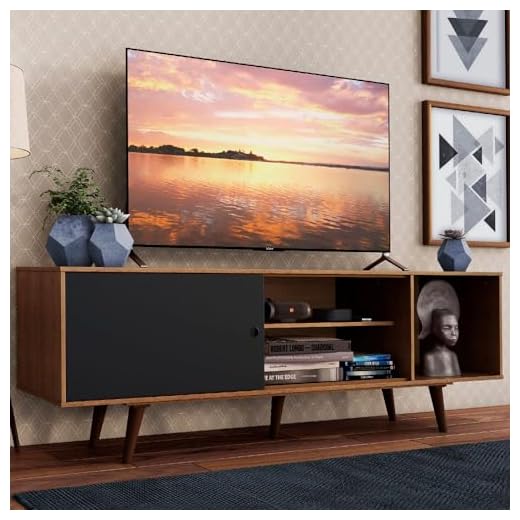 Rack Madesa Dubai para TV até 65 Polegadas com Pés - Rustic/Preto/Rustic