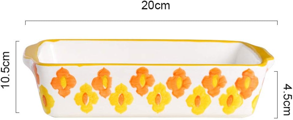 Oven Microwave Oven Special Microwave Oven Special Painted Ceramic Tray Double Handle Baking Tray Home Individual Lasagne Pan Deep (Color : Multi-Colored, Size : 1) (Multi Colored)