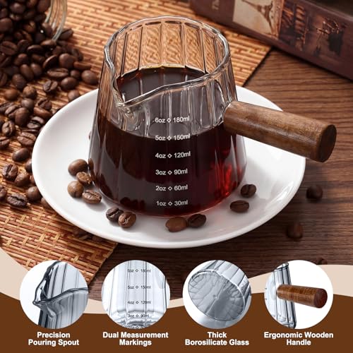 Set de 4 vasos medidores para espresso de vidrio de 6 oz miniatura 4