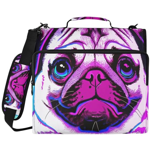 Pug Dog �J�[�g�D�[�� �W�b�p�[�o�C���_�[�o�b�O 3�����O�o�C���_�[�t�� �h���I�[�K�i�C�U�[ �w�Z��I�t�B�X�p 14�C���`�̃m�[�g�p�\�R���ɑΉ�