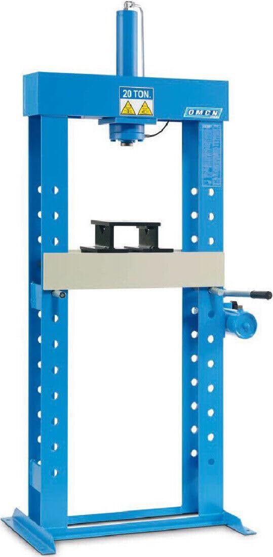 PRESSA IDRAULICA 20 TONNELLATE CATOCCI MACCHINE CON CLINDRO MOBILE POMPA A DOPPIA VELOCITA' PIATTO CACCIASPINE E COPPIA DI PRISMI A V BLU