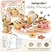 Beberolen Tea Party Set for Toddlers 3-5 Girls Boy Birthday Gift Pretend Play Food Wooden Picnic Outdoor Toys Kids Age 2 3 4 5 6 Educational Wood Toy