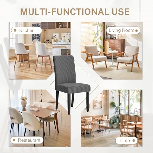 Image of Furmax Ergonomic Dining Chairs Set of 2, Upholstered Fabric Dinning Room Chairs, Velvet Kitchen Chairs with Adjustable Wood Legs for Kitchen Living Room (Velvet Grey, 2)