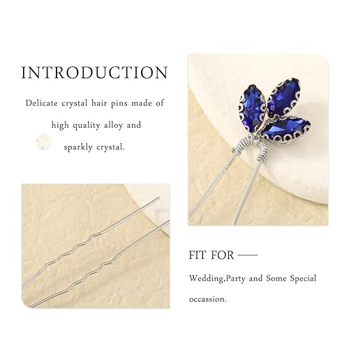 Miniatura 4 de Casdre Crystal Bride - Horquillas para el pelo de boda, accesorios para el cabello de boda, para mujeres y niñas (paquete de 5) (azul B)