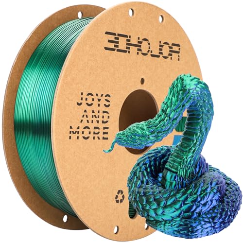 Image of 3DHoJor Silk PLA Filament 1.75mm Blue Green Dual Color PLA 3D Printer Filament 2 in 1 Coextrusion 1KG Spool(2.2lbs) 3D Printing Filament Dimensional Accuracy + /- 0.03mm Fits for Most FDM 3D Printers