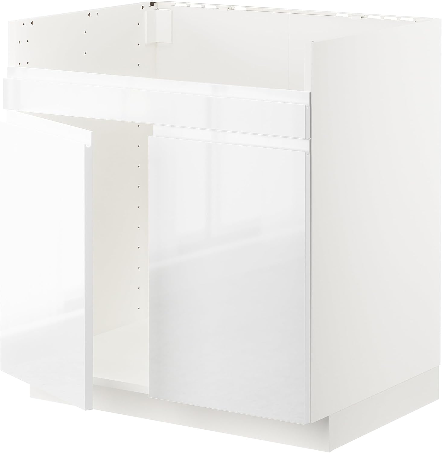 METOD Base cab f HAVSEN double bowl sink, white/Voxtorp high-gloss/white, 80x60 cm