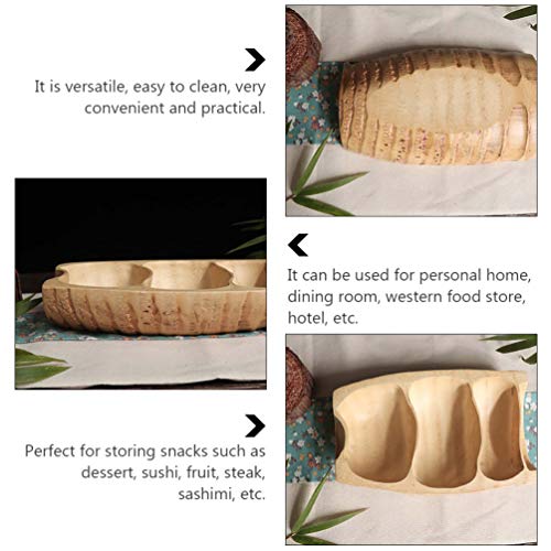 HEMOTON Bandeja de madeira para servir com compartimento, recipiente para doces e porcas, bandeja pa