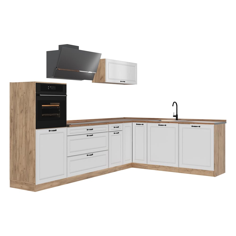 Vicco Kogoszczona kuchnia "R-Line", Biały rustykalny/Dąb goldkraft 287 x cm