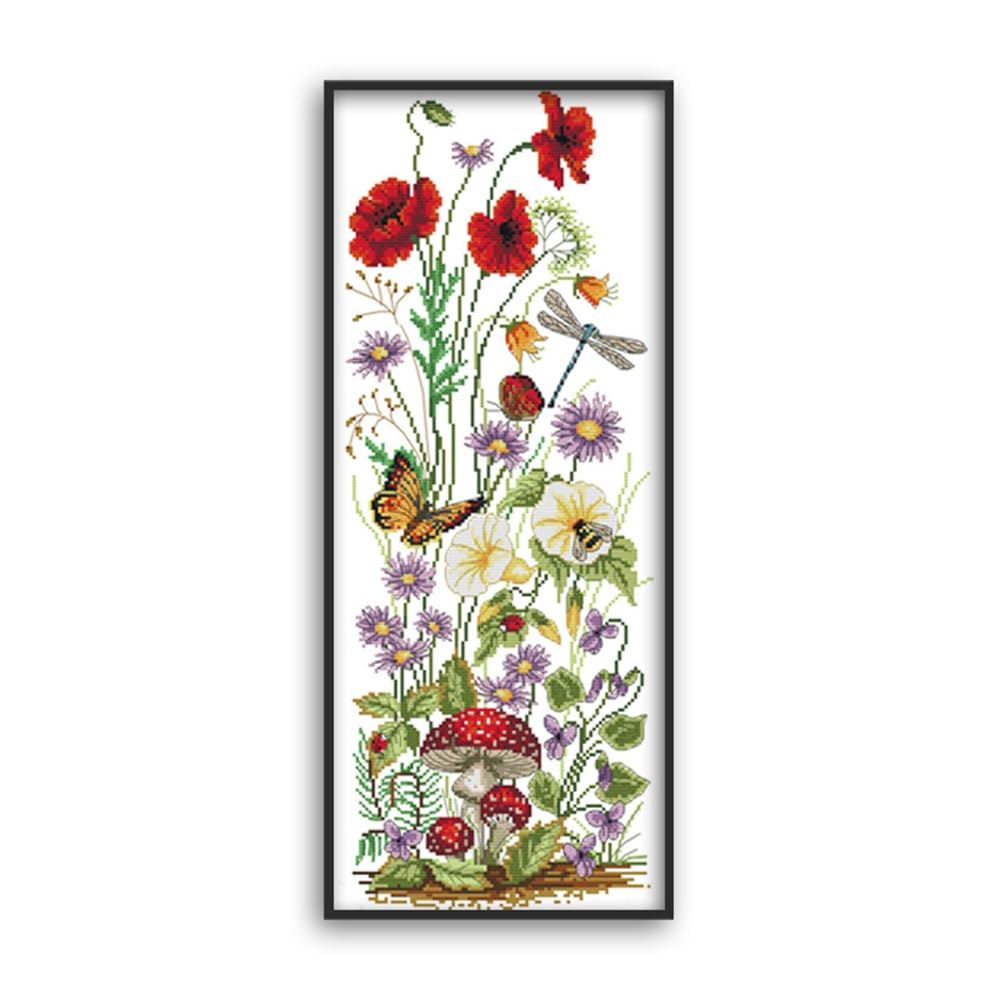 Rosyfoxes Cross Stitch Kits Stamped Full Range of Embroidery Starter Kits for Adult DIY- Printed kit Welcome the Spring(Printed) 11ct 3-Strands 11×27.2inches